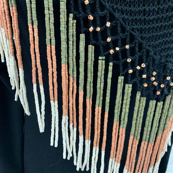 Vintage Crocheted Scarf/Wrap with Beaded Fringe (HG) - Picture 3 of 6